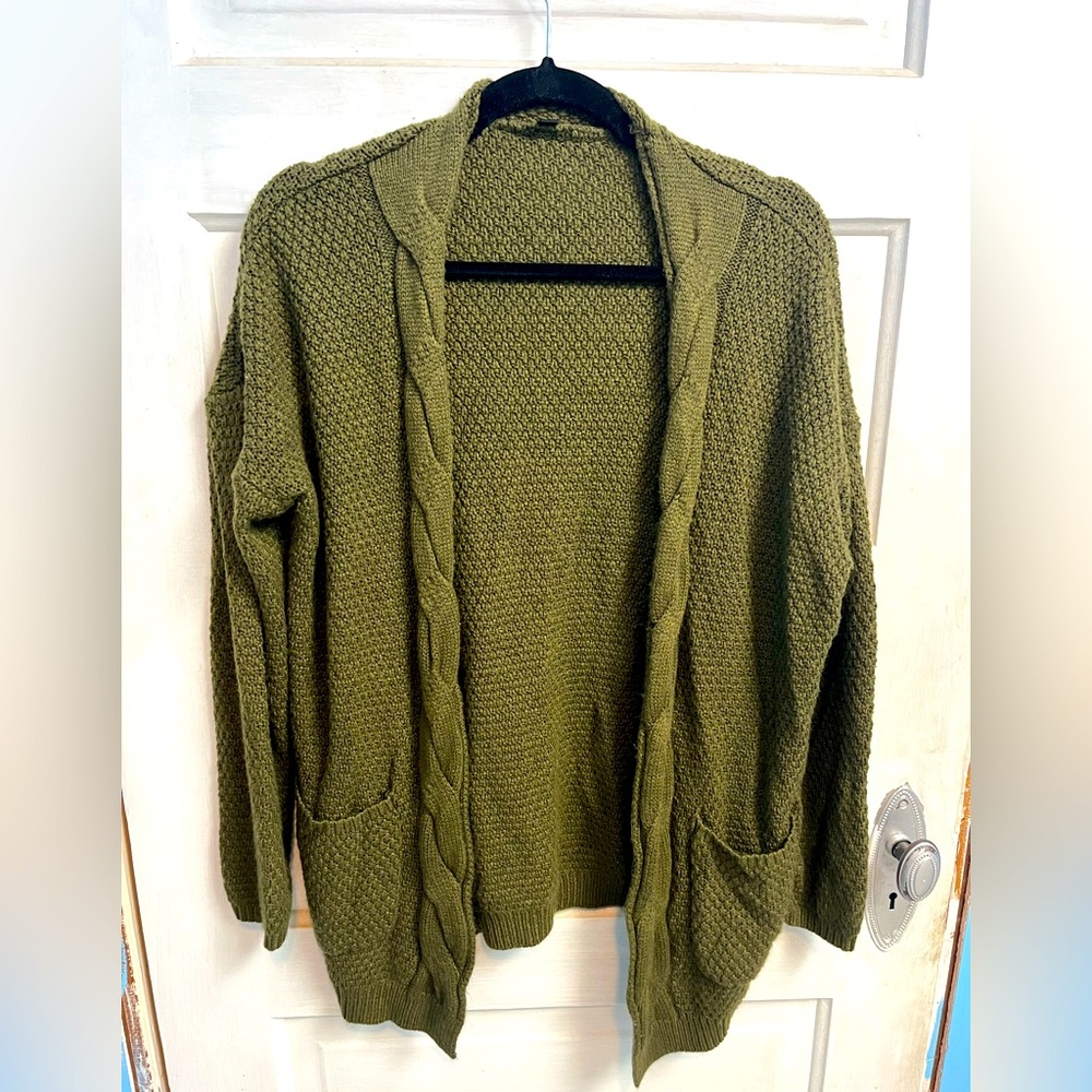 Olive green knit cardigan